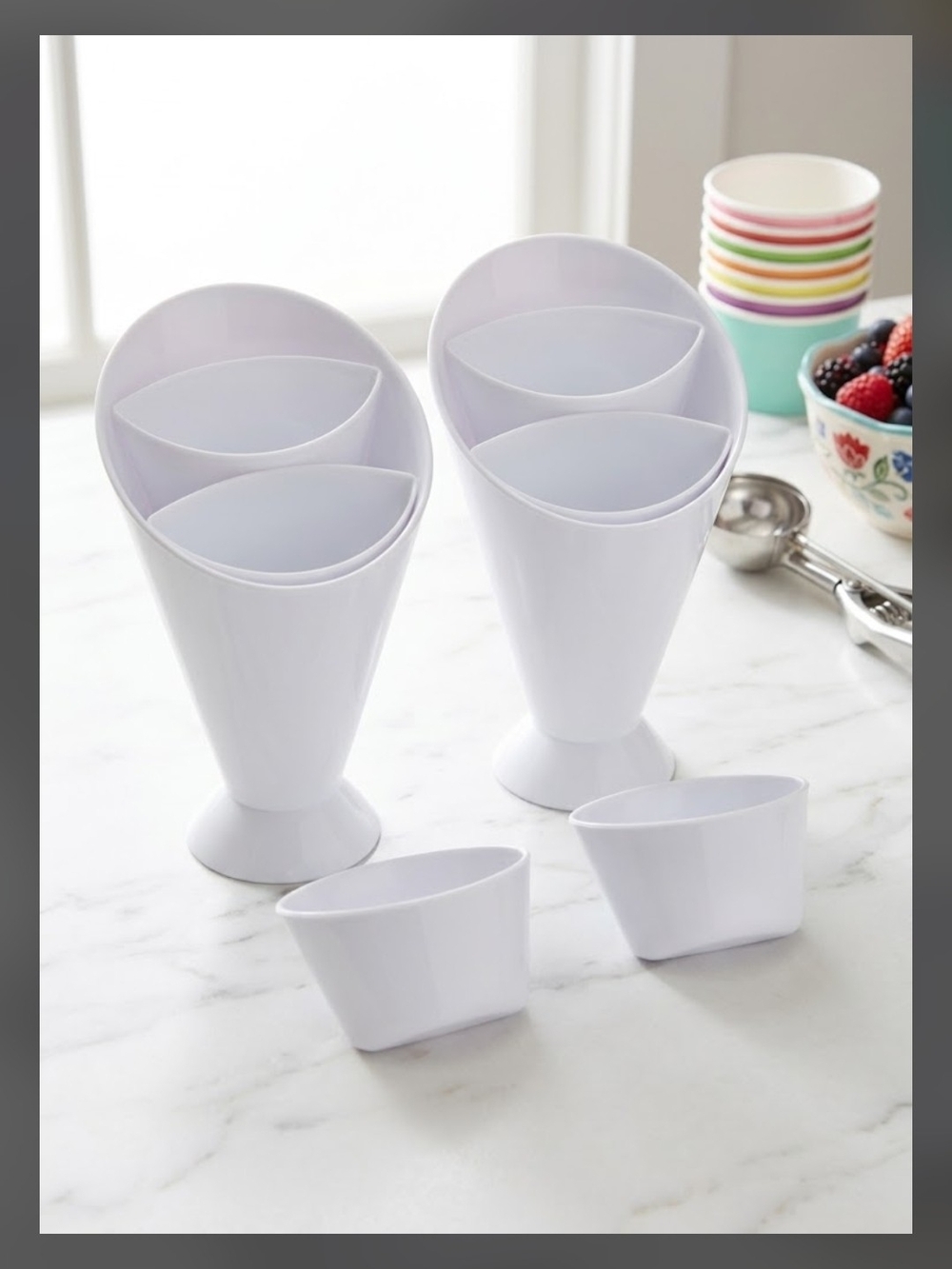 White Plastic Dessert Cups and Serving Bowls - Home Dining
